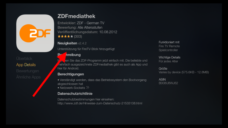 Fire TV Stick in Deutschland ZDF