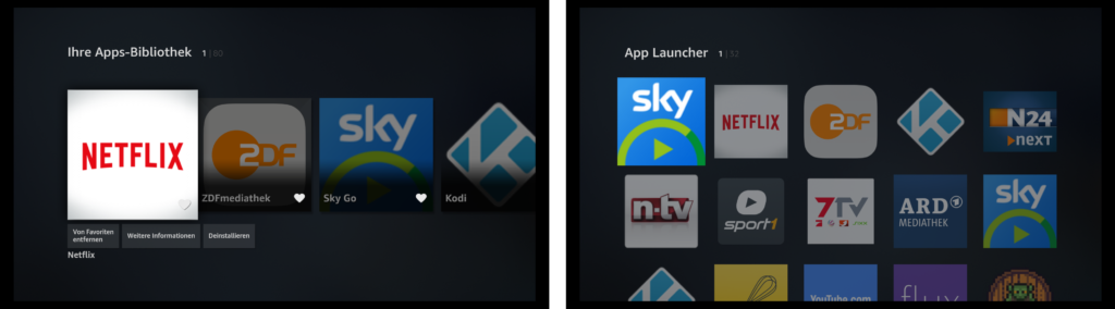 App Launcher Fire TV alt vs. neu
