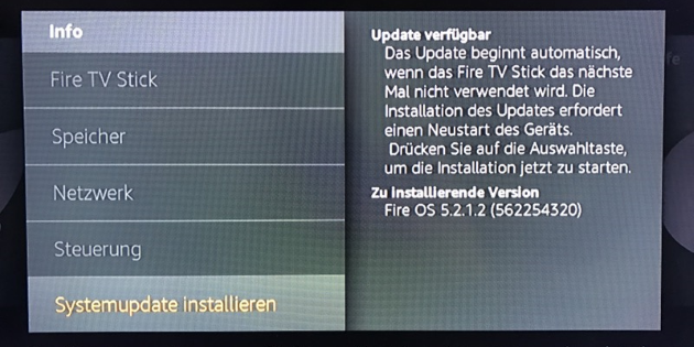 Fire TV 1. Gen und Fire TV Stick erhalten Fire OS 5.2.1.2