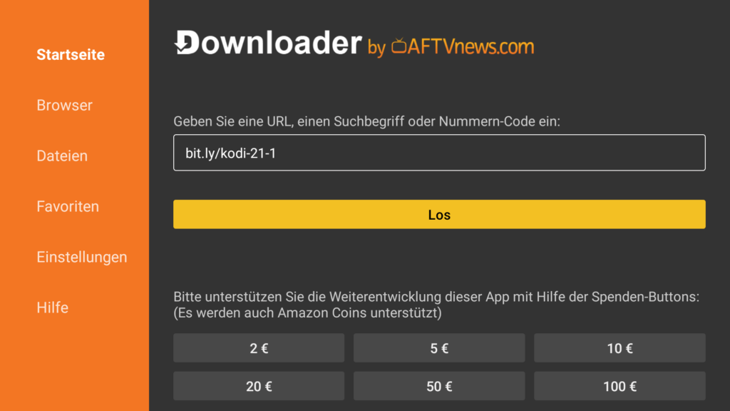 Kodi auf dem Amazon Fire TV installieren (Anleitung 2025) -Downloader Benutzeroberfläche