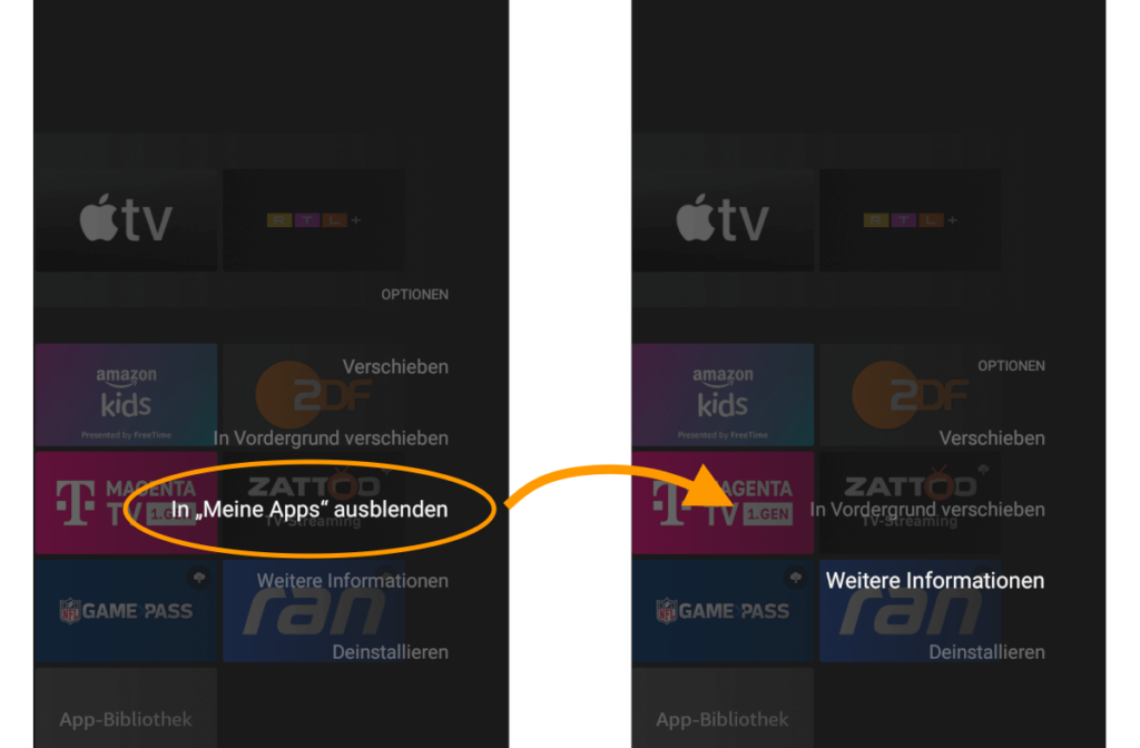 Amazon Fire TV: Apps ausblenden fehlt