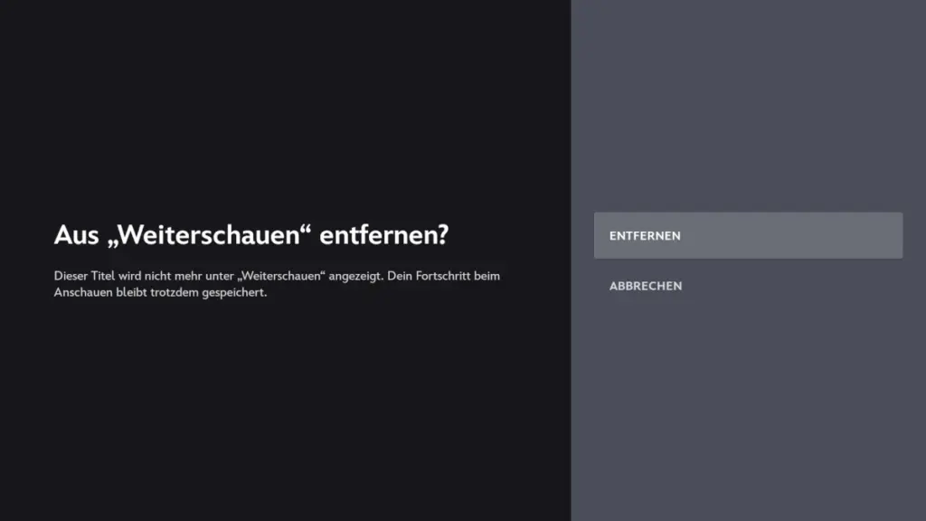 Disney+ auf Fire TV: Titel aus der Weiterschauen-Liste löschen - Screenshot der Disney+ App auf dem Fire TV